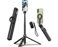 180 cm Magnetisch Telefoonstatief – Selfiestick Statief – Telefoonstatief met Afstandsbediening – Uitschuifbaar Telefoonstatief en Magnetische Selfie Stick – Voor Livestreams, Video en Reizen – iPhone, Samsung en Android – Zwart