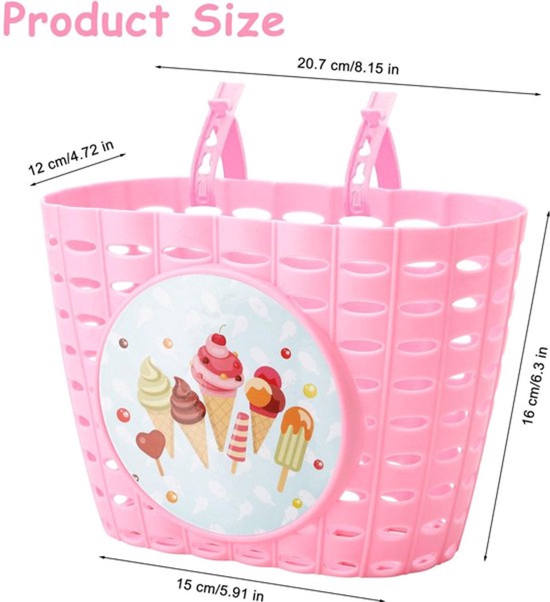 Waterdicht Kunststof Fietsmand - Fietsaccessoires - Roze - Fietsmand voor Kinderen - Geschikt voor Meisjes en Jongens