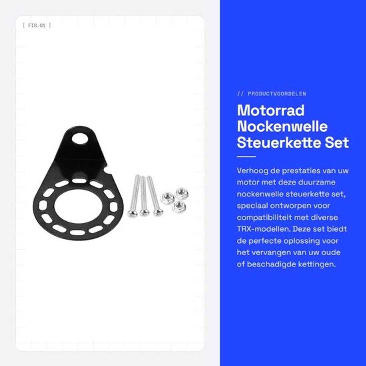 Nockenwelle Langlebig - Steuerkette - Bevestigingsset - Hoogwaardig Metaal - Corrosiebestendig - Inclusief Schroeven/Moeren - Aansluitplug
