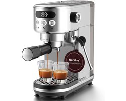 Espressomachine 20 Bar – Compact Koffiezetapparaat met Melkopschuimer – 1,3L Waterreservoir – RVS