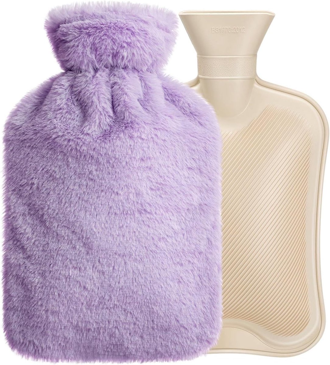 Warmwaterkruik met zachte overtrek, 1,8 liter, warmwaterkruik met pluizig pluche, langdurige warmte, snelle - ShopVlot
