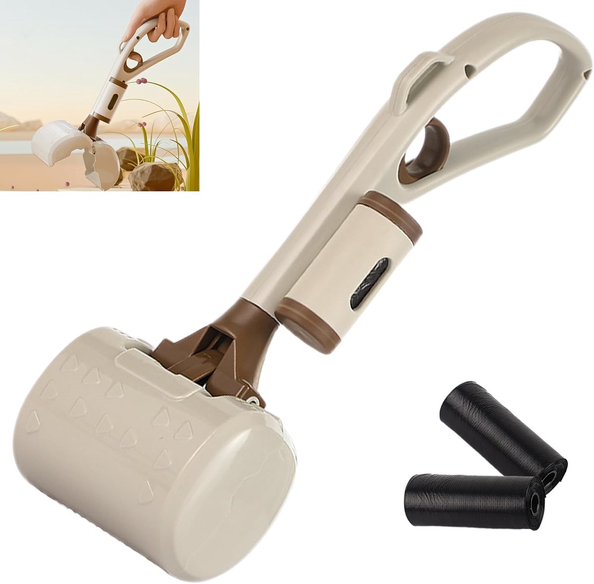 Dog pooper Scooter Dog Poop Collector, Dog Poop Scoop - 3 Piece Set, Scooper Dog Poop Gripper Poop Gripper Poop Scoop - ShopVlot