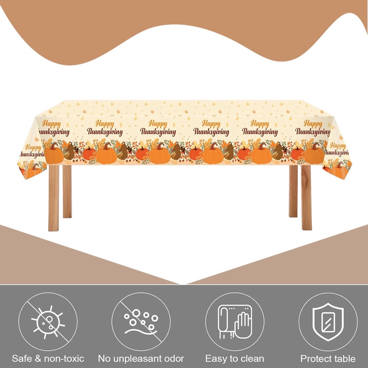 Thanksgiving Tablecloths,Autumn Tablecloth 54"x108" Rectangular Harvest Autumn Tablecloth Pumpkin Maple Leaf - ShopVlot