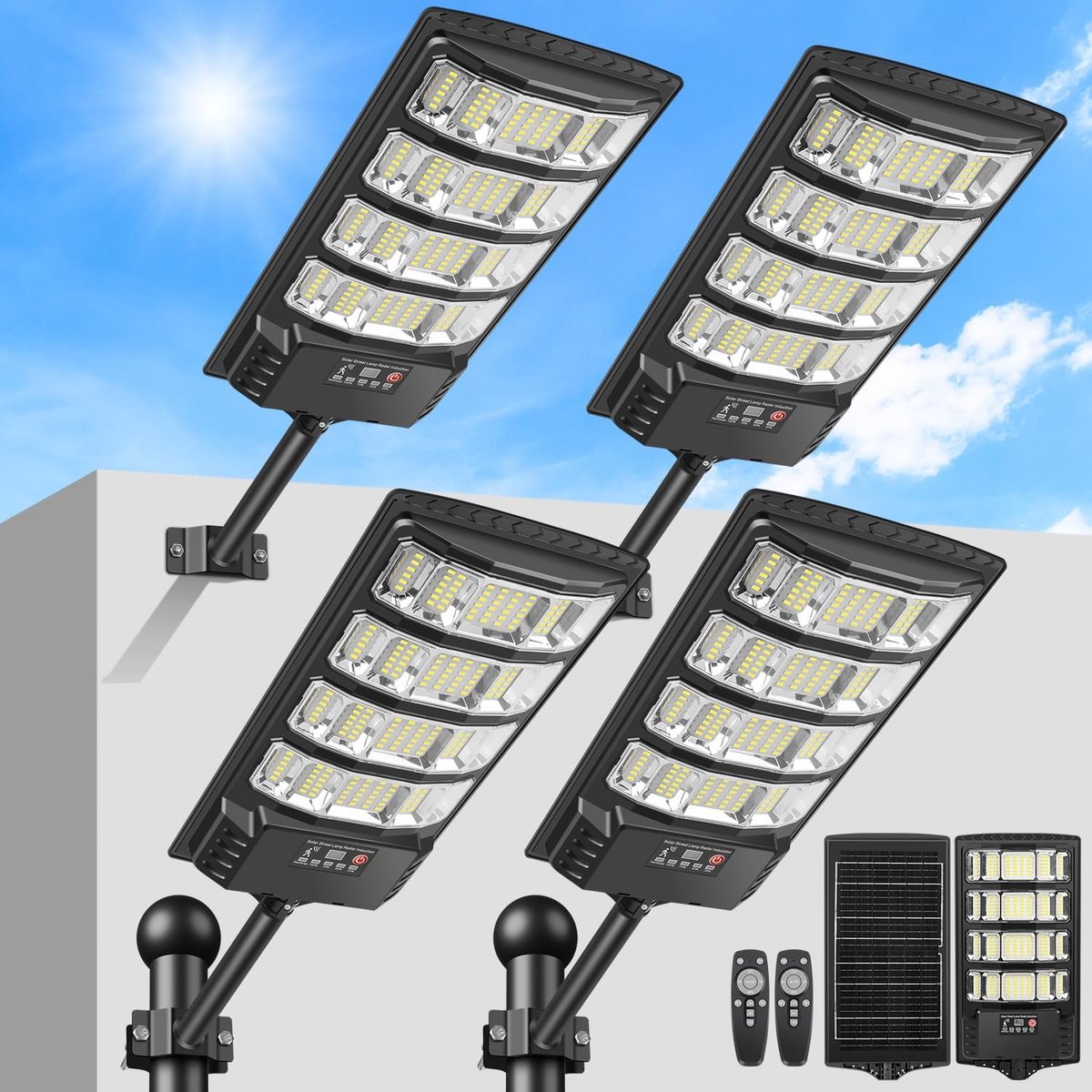 LEKIA Outdoor Solar Lanterns, Powerful Solar Lantern with Motion Sensor, Remote Control, 320° Wide Angle, 6500K - ShopVlot