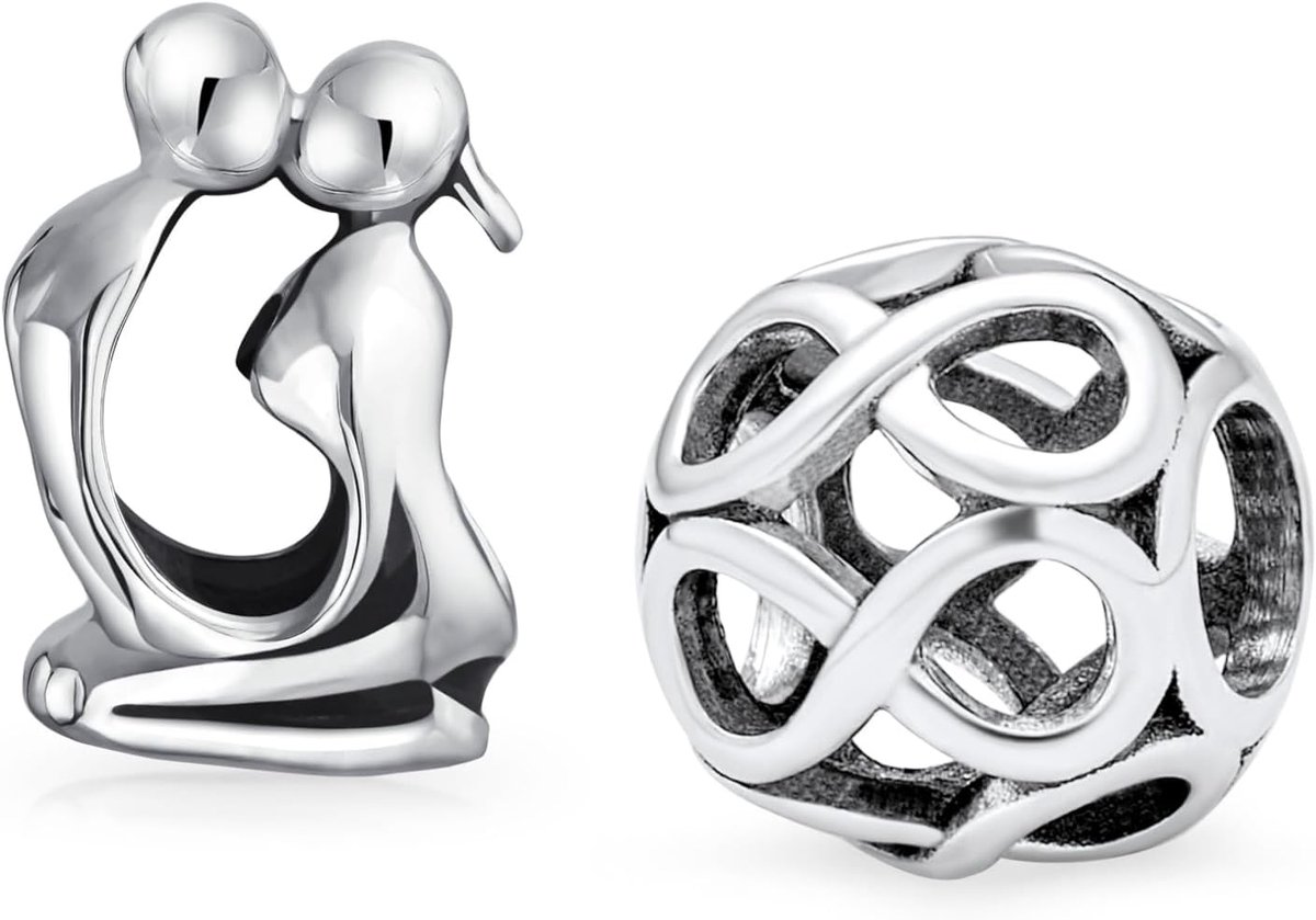 Set of Two Pairs of Kissing Sculpture for Lovers and Open Love Knot, Round, for Valentine's Day, Infinity, Heart - ShopVlot