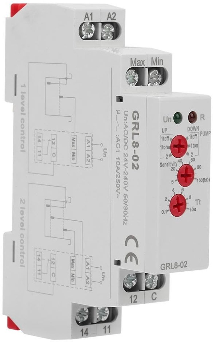 Buyweek GRL8-02 Liquid Level Control Relay, Water Level Controller, 10A AC/DC 24V-240V - ShopVlot