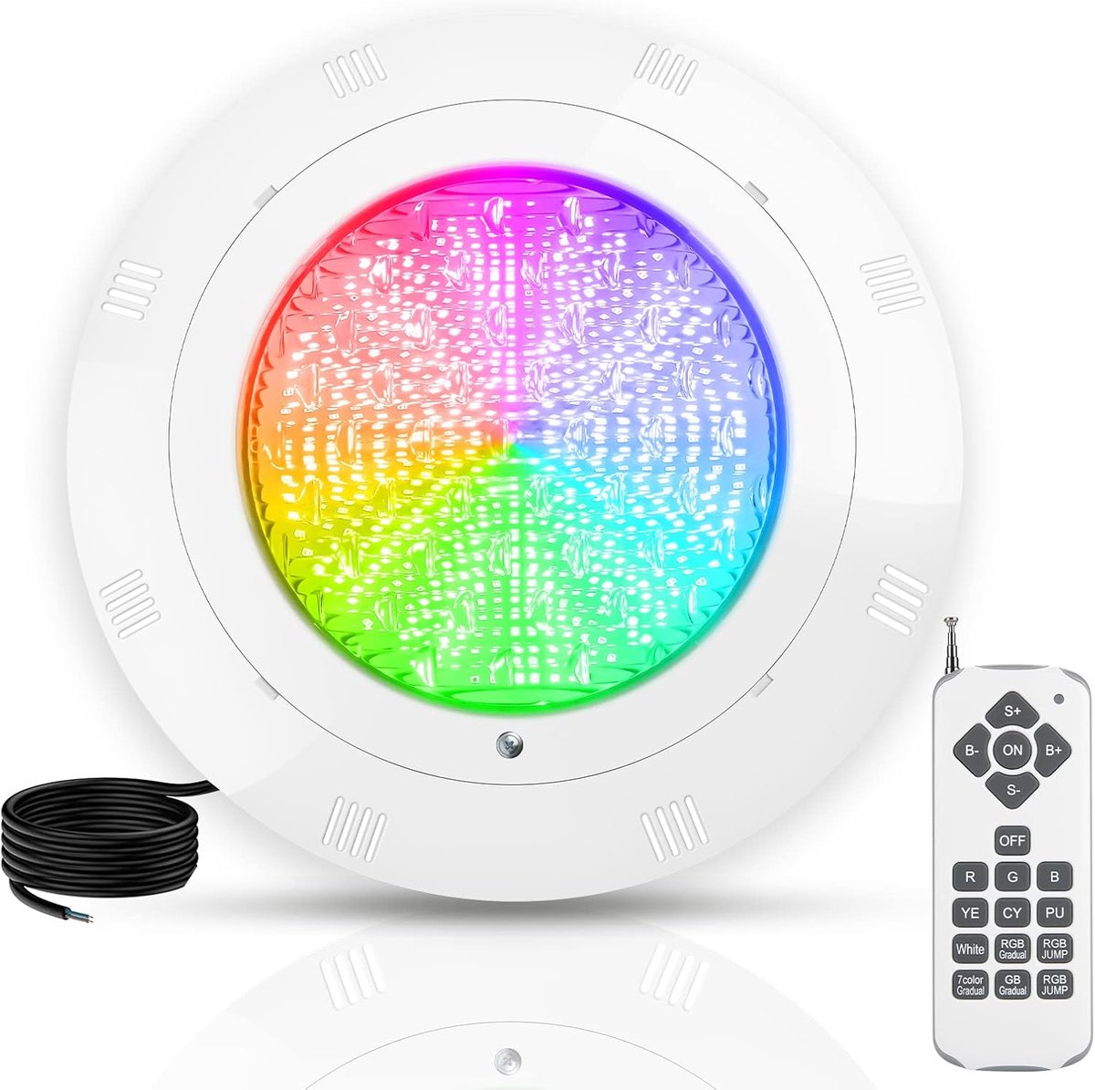 38W LED Pool PAR56 Waterproof IP68 RGB LED Recessed Light 12V DC/AC Pool Floodlight Beam Angle 120° with Remote - ShopVlot