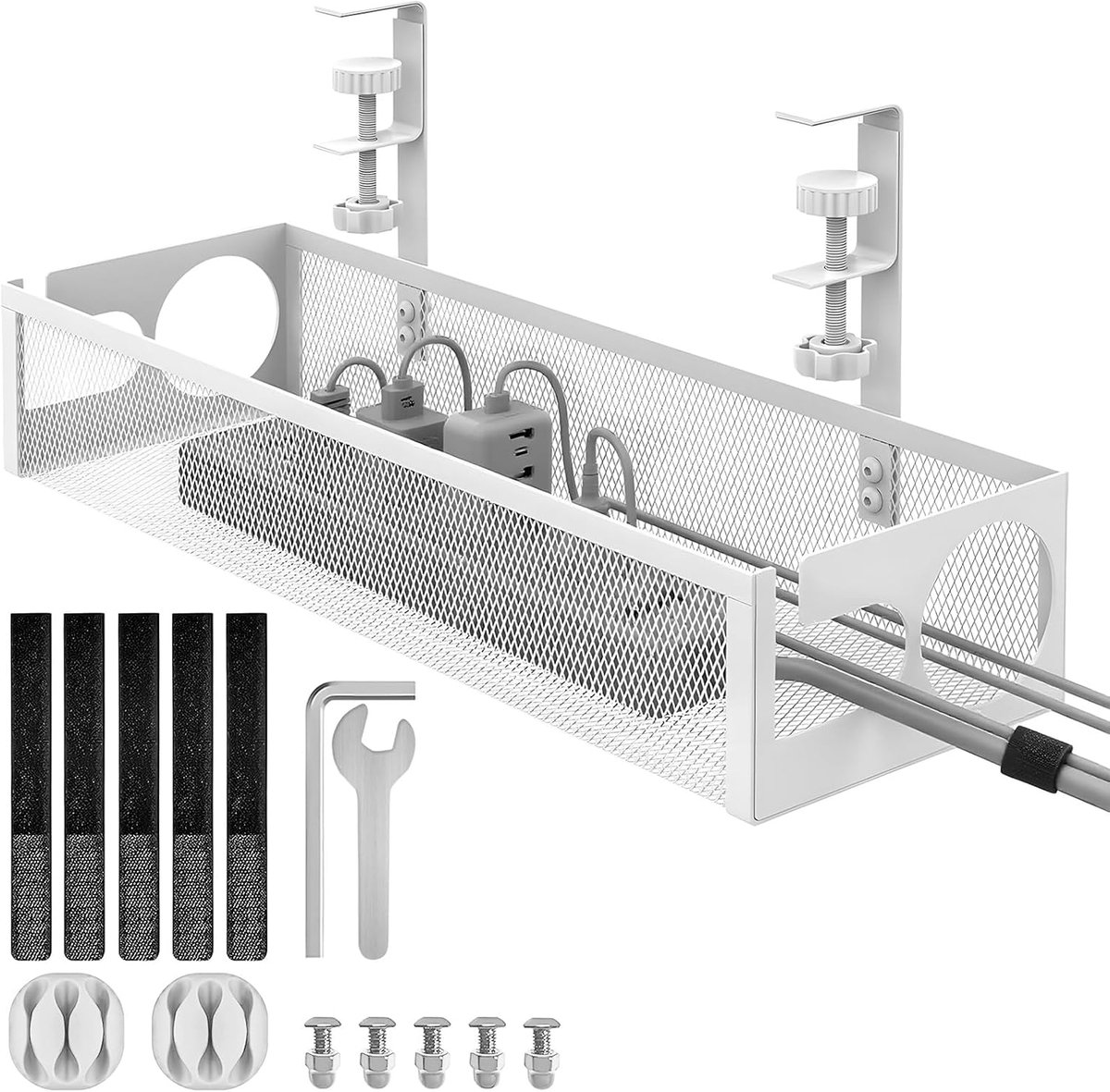Under-desk Cable Management Cable Tray Organizer Desk No Drilling Heavy Duty Organizer Heat Dissipation Ventilated for - ShopVlot