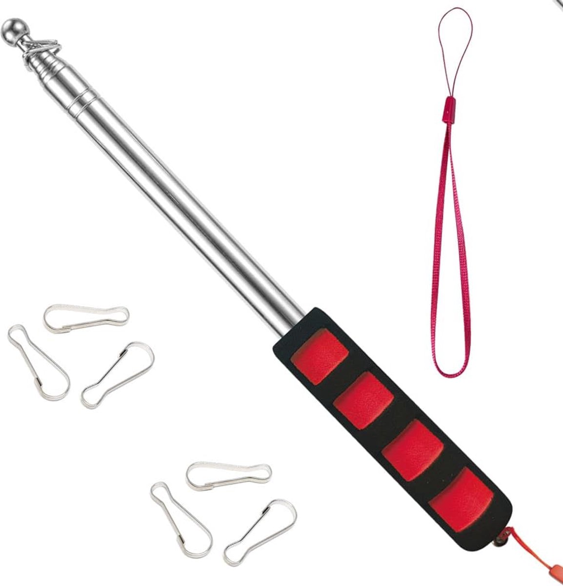 Handheld Flagpole with Clips, 2.5 m Extendable for Camping, Travel, Excursions, Competitions, Teachers, Tour Guides - ShopVlot