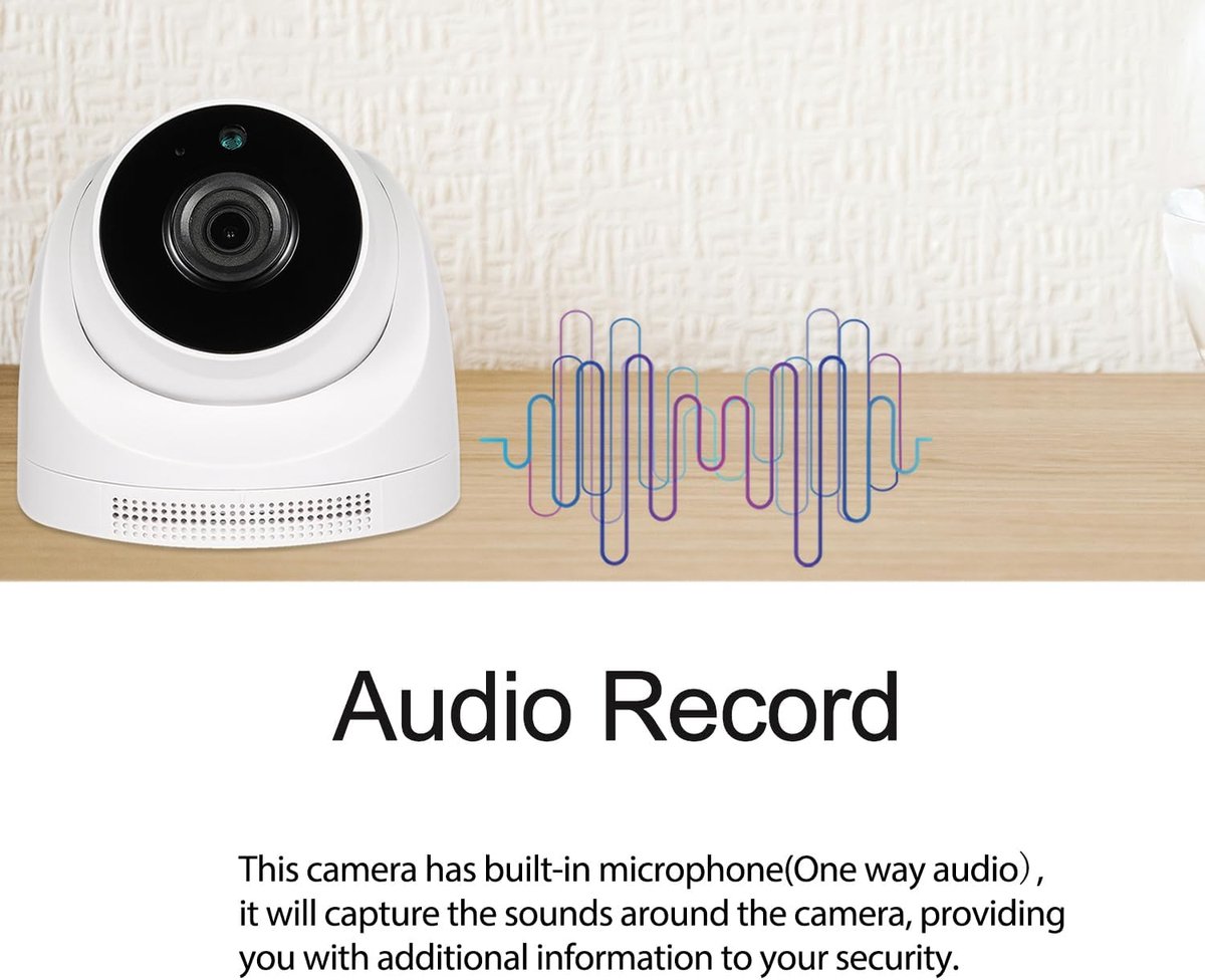 5MP POE IP Camera with Microphone, 3.6mm Lens Dome Indoor Security Audio Camera, 3 Array LED Infrared Night Vision P2P - ShopVlot
