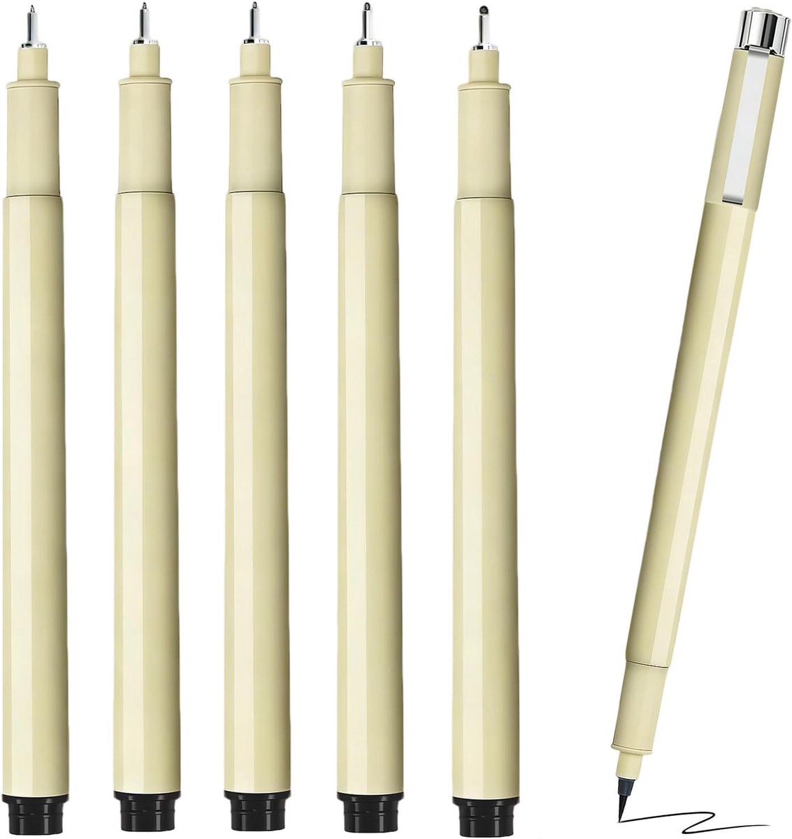 6pcs fineliner pens, black fineliner pens, waterproof, non-smear technical marker for artists, manga, sketching - ShopVlot