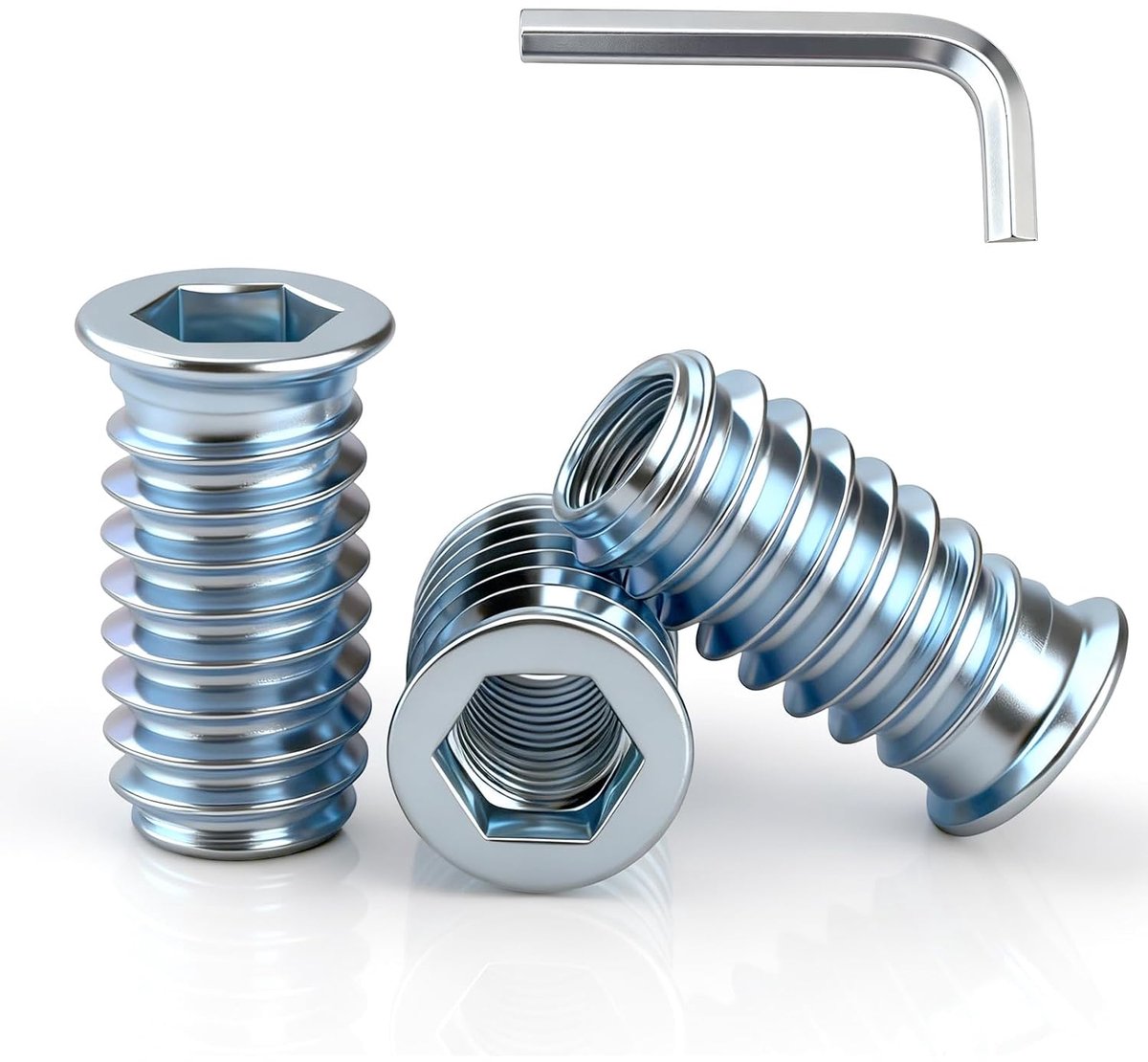 Screw-in nuts M6 x 25 mm, screw-in socket, hexagon socket, screw-in sleeves, galvanised thread insert, wood for wooden - ShopVlot