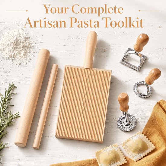 6-delige handmatige pastamachine, gereedschapsset voor het maken van pasta, gnocchiplank, praktische accessoires met - ShopVlot — afbeelding 2