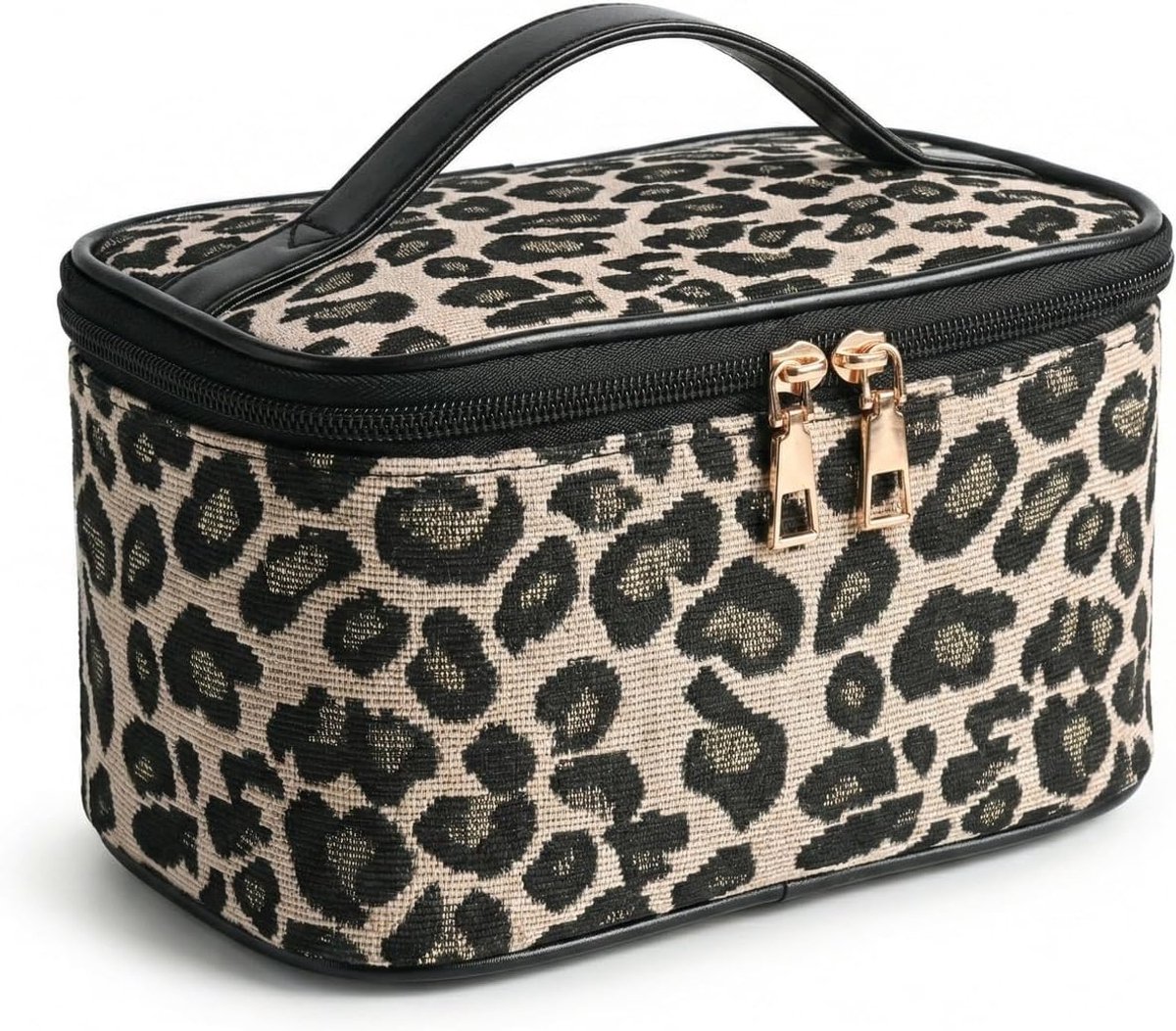 1 stuks make-uptas met luipaardpatroon (afmetingen 21 x 14 x 12 cm), toilettas voor dames, draagbare make-uptas - ShopVlot