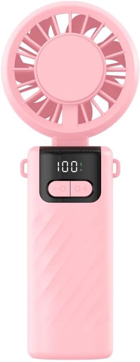 Hand Fan Mini 5 Speeds + Continuous Setting 1-100, Foldable Design with LED Display, USB-C Fast Charging - ShopVlot