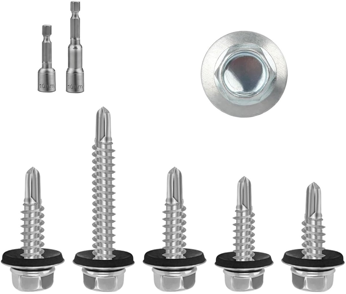 130 pieces Trapezoidal sheet screws 0.5x25mm Hexagon with Sealing ring - ShopVlot