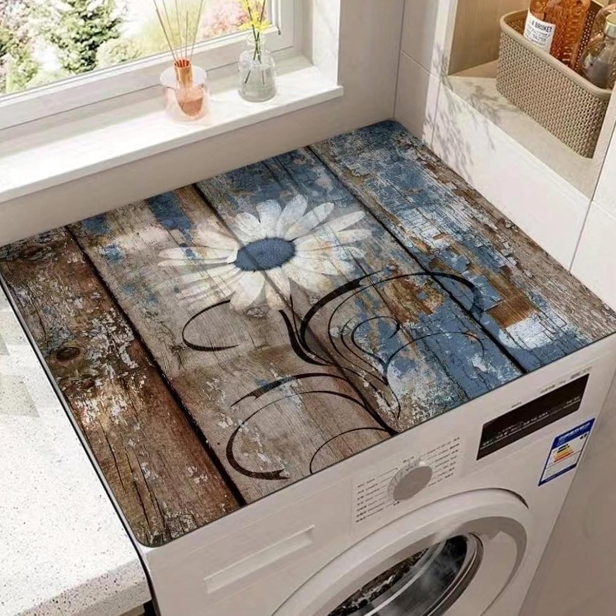 Washing Machine Cover 60 x 60 cm Washing Machine Pad Non-Slip Washing Machine Cover Patterned Washing Machine Cover - ShopVlot