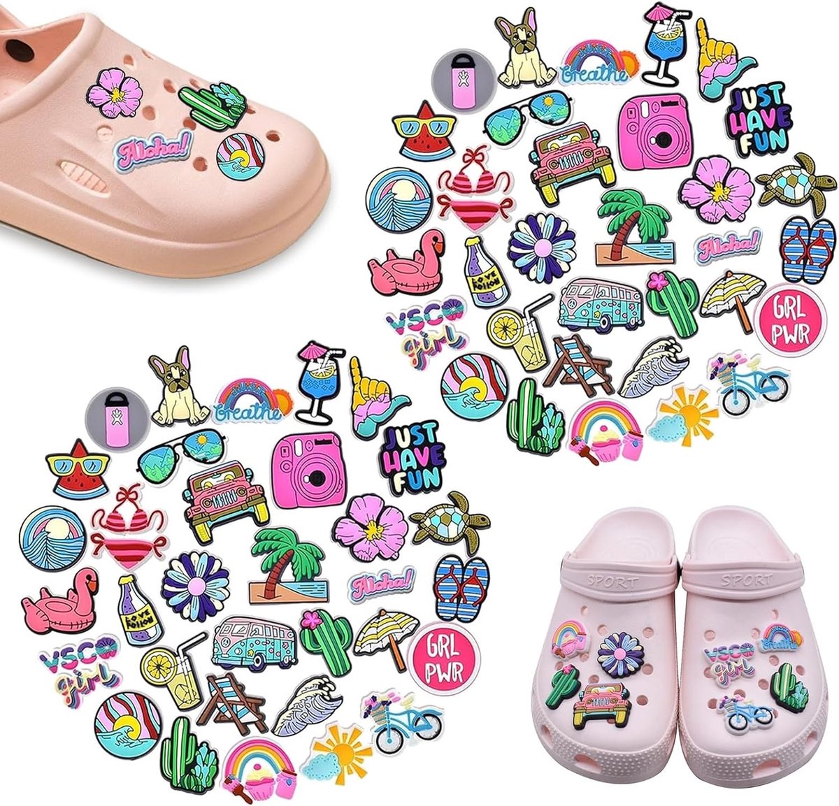 70 pieces shoe charms, shoe charms, charm accessories, suitable for shoes with holes, such as garden shoes, beach - ShopVlot