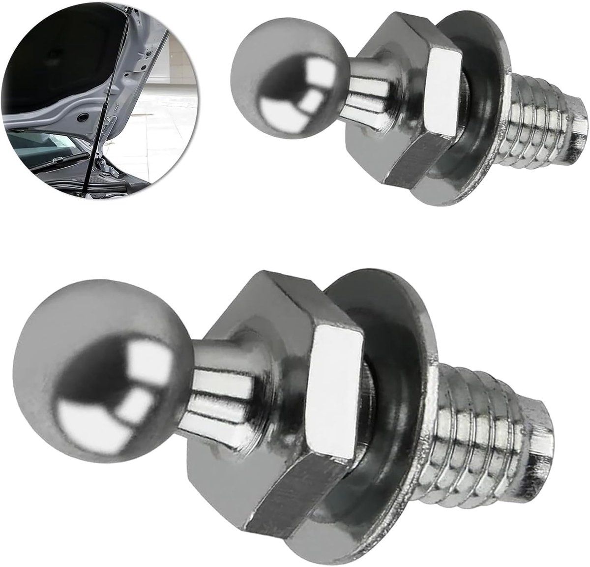 Pack of 2 M8 ball assemblies made of roast-free steel, reinforced ball pins for gas springs, compatible with rear and - ShopVlot