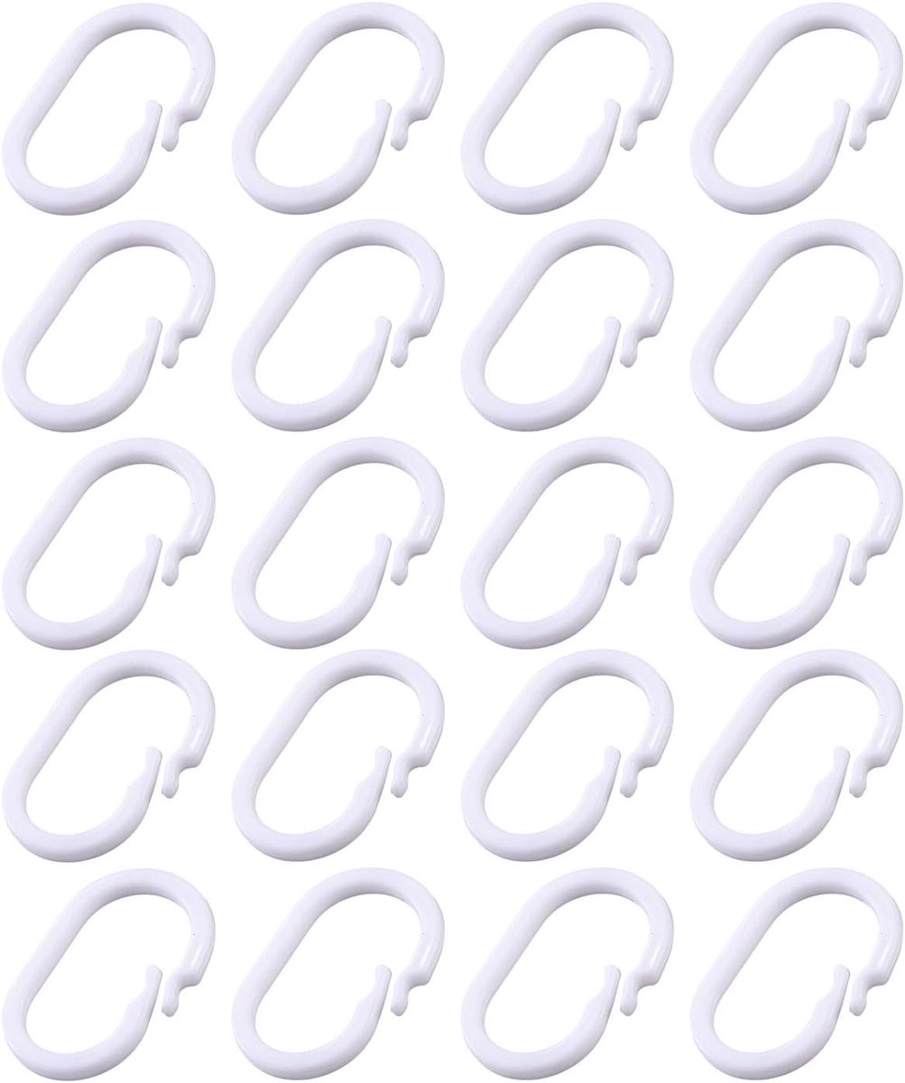 20pcs Plastic Shower Curtain Hooks, Shower Curtain Rings, C Shape Shower Curtain Rings, C Rings, Locking Rings, Hooks - ShopVlot