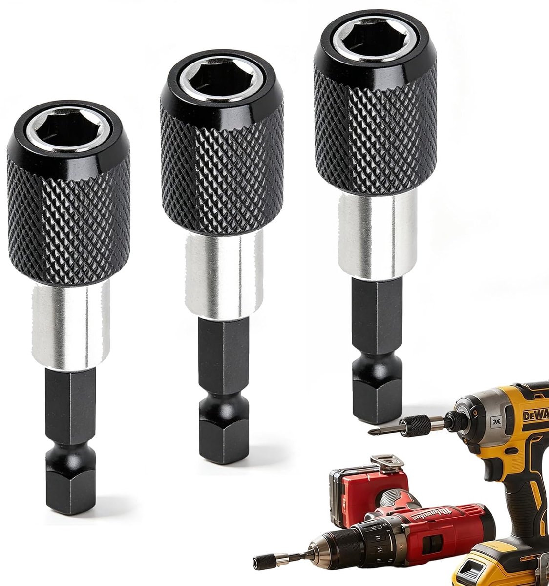 Magnetische bithouder, 3 stuks, snelwisselbithouder, 1/4 inch, 60 mm, magnetische bithouder, geschikt voor - ShopVlot