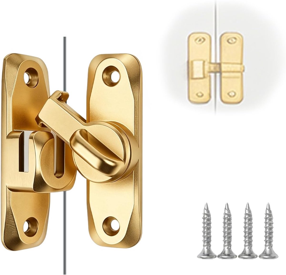 90/180 Degree Sliding Door Folding Zinc Alloy Stainless Right Angle Lock for Barn, Garage, Cabinets and Home (High - ShopVlot