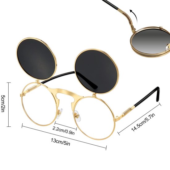 Solidchoice - Vouwbare Steampunk Zonnebril met Grijze Lenzen van Solidchoice — afbeelding 3
