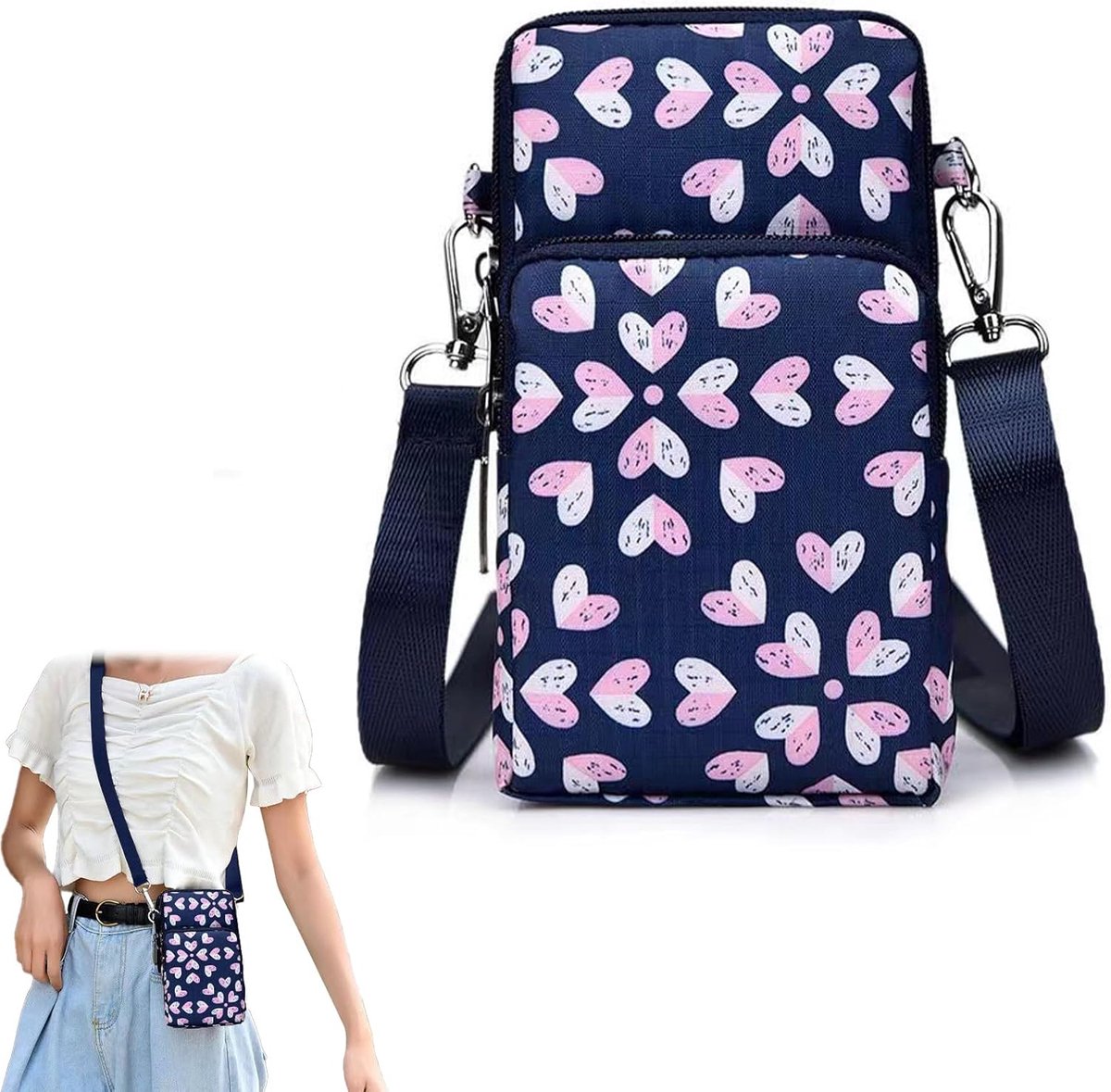 Thijox - Mobiele Telefoontas Schoudertas Portemonnee Nylon Bloementas Mini-Tas voor Dames en Meisjes, Perfect voor Reizen en Feestjes, Compact en Stij