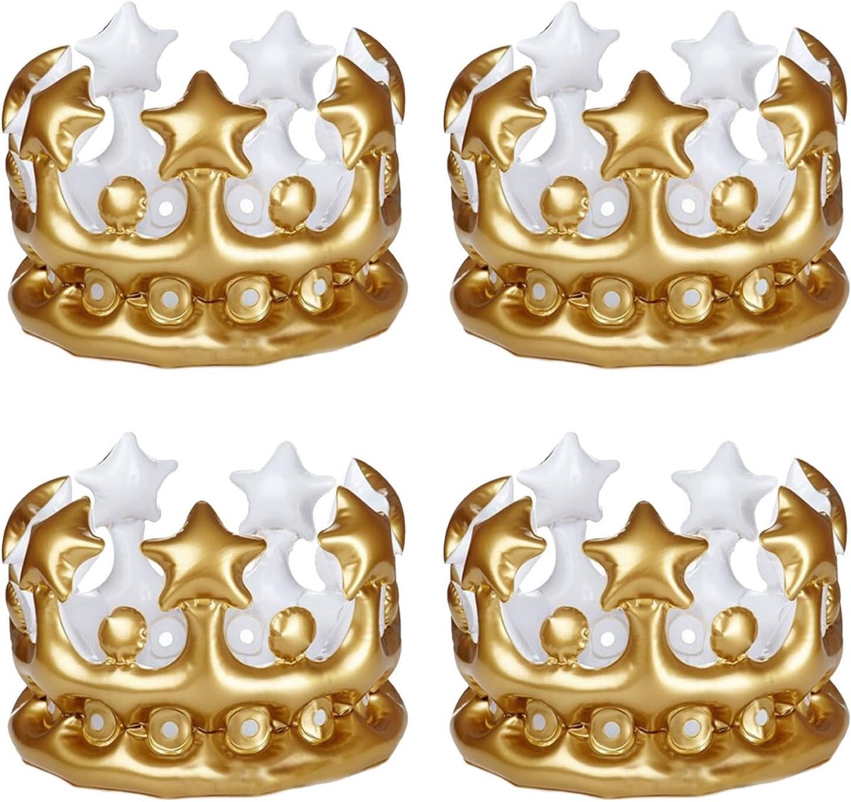 Opblaasbare kroon - 4 stuks - koningen en koninginnen - feestelijke decoraties - ideaal voor carnaval - ShopVlot