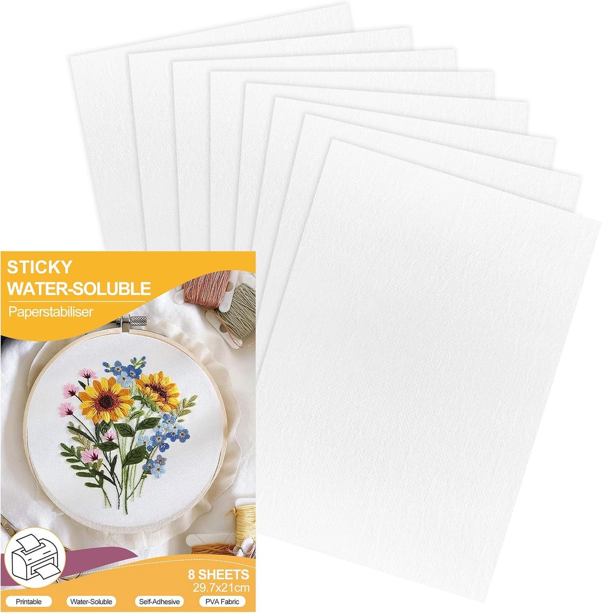 Borduurvlies wateroplosbaar zelfklevend - 1 stuk - ideaal voor borduurprojecten - ShopVlot