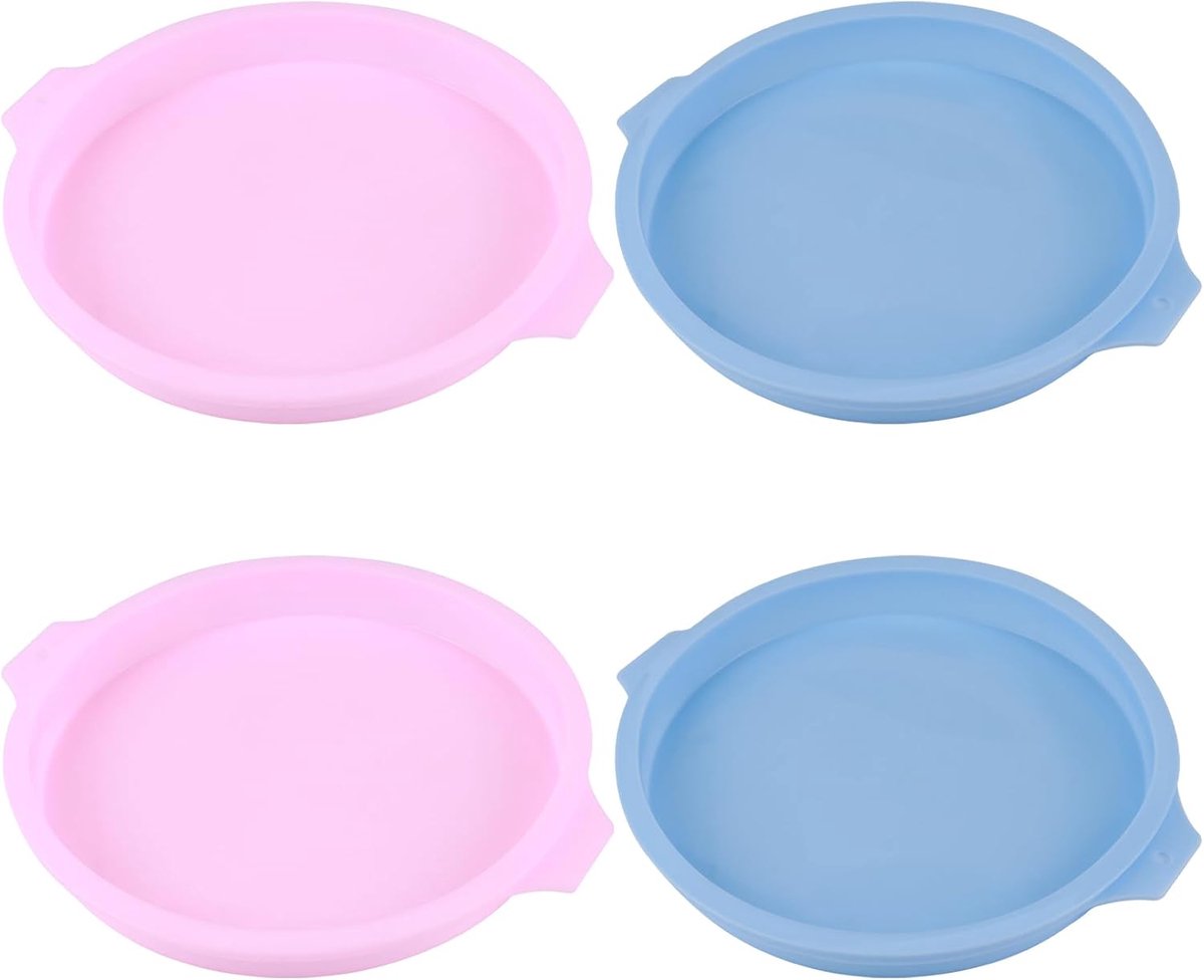 Silicone cake mould 20cm - 4-delig set - roze en blauw - ideaal voor laagjescake - ShopVlot