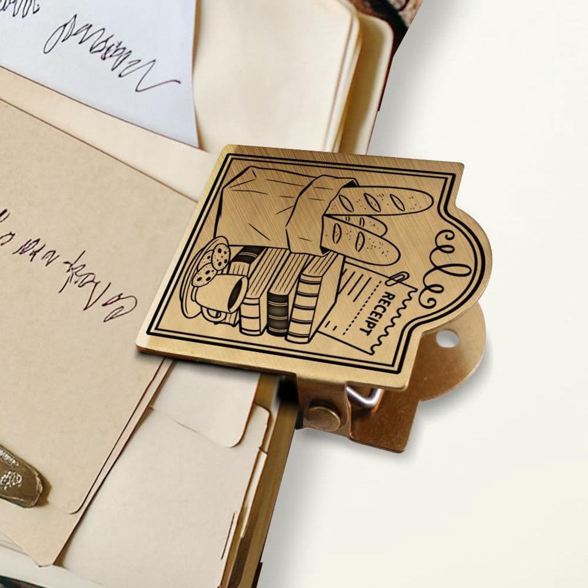 Reisnotitieboekje 4,6 x 4,1 cm - Messing - Vintage ontwerp - Sterke grip voor boeken - ShopVlot