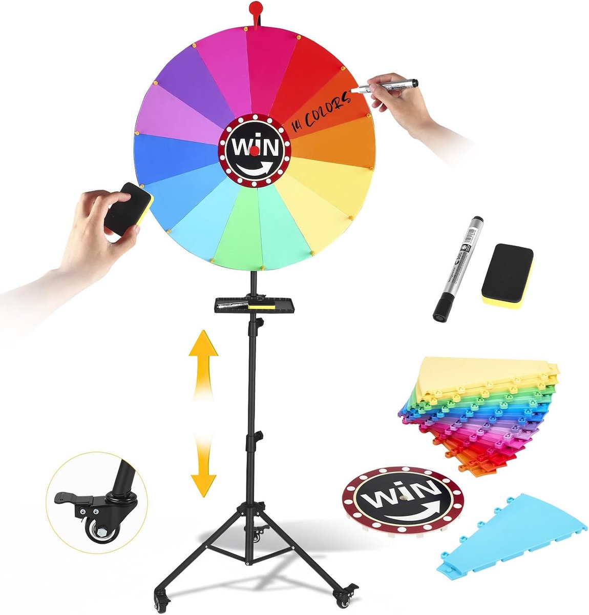 Lucky Wheel 60 cm - verstelbare tripod - 14 kleurprijzen - ideaal voor evenementen - ShopVlot