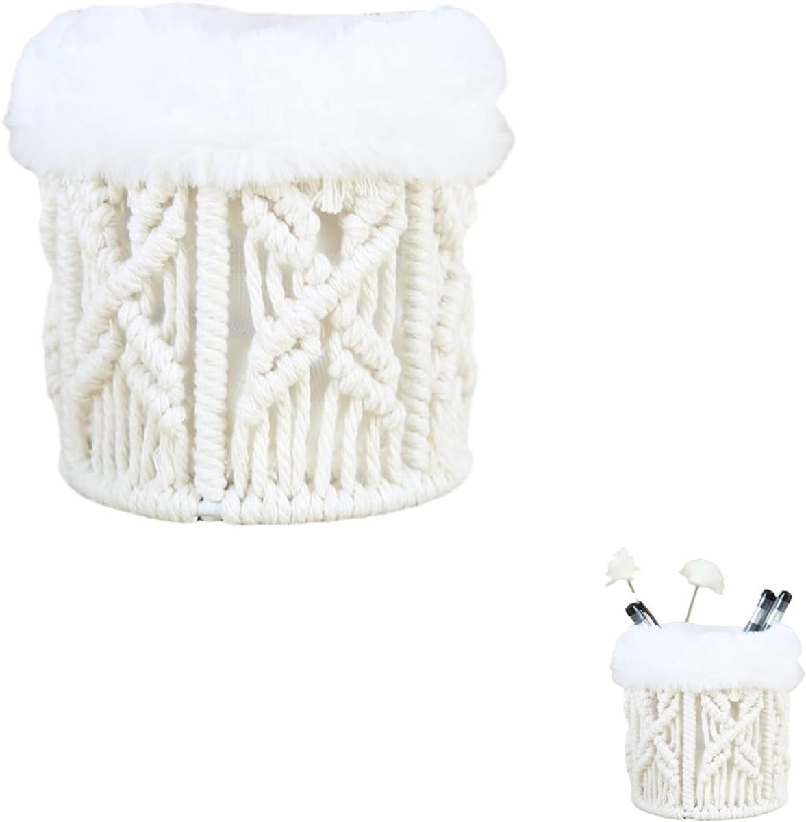 Brillenhoes gevlochten - macramé pennenbak - boho stijl - voor bureau of nachtkastje - ShopVlot