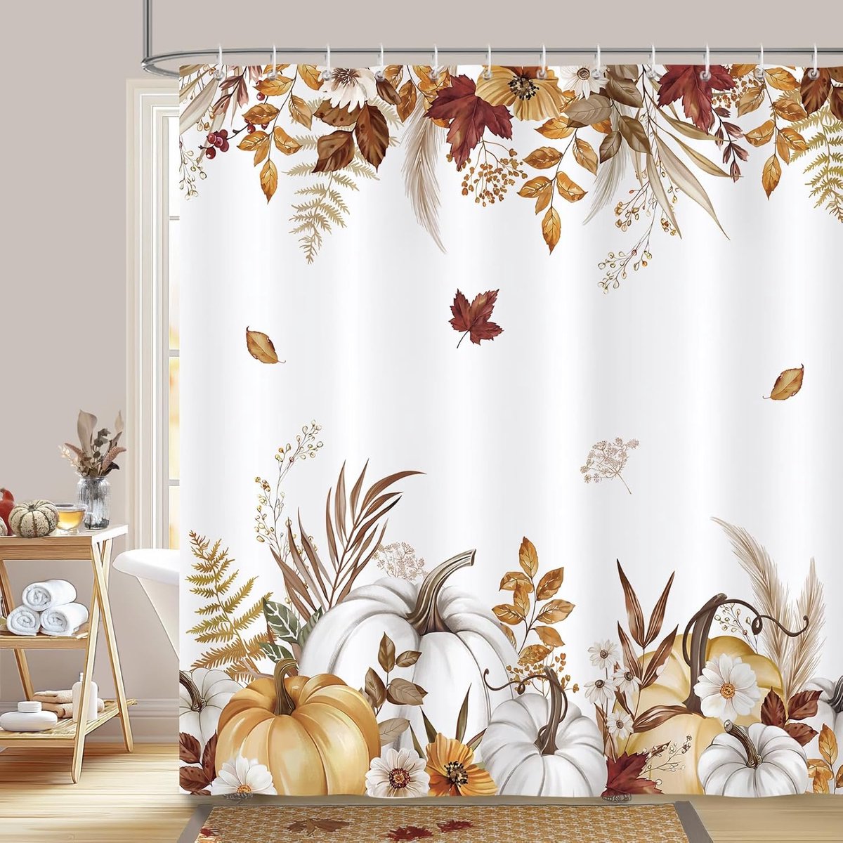 Douchegordijn 180x180 cm - herfst thema - waterdicht en schimmelwerend - creëert een warme sfeer - ShopVlot