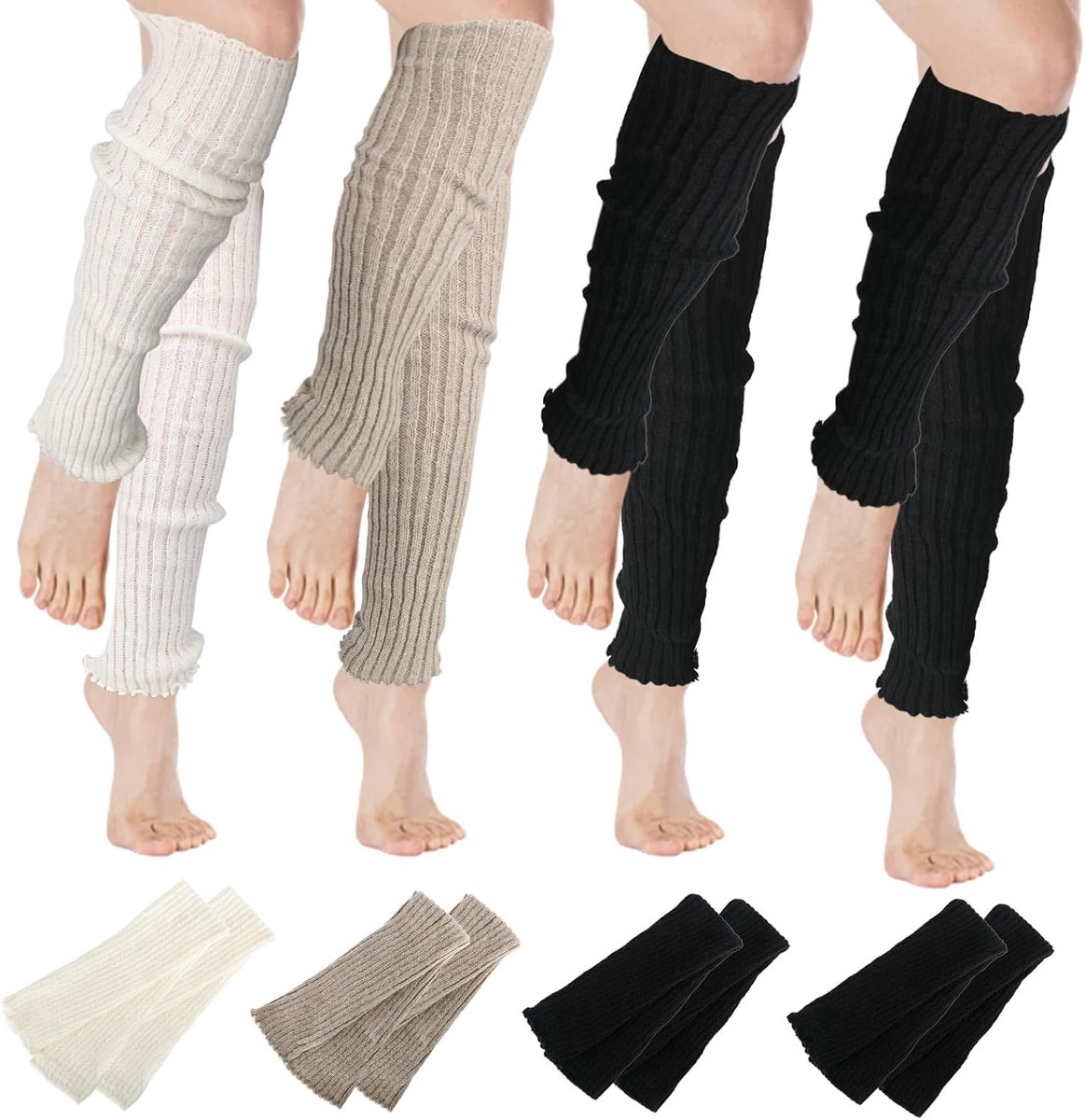 Legwarmers voor dames - 4 paar - katoen en wol - warm en comfortabel - ideaal voor dans en sport - ShopVlot