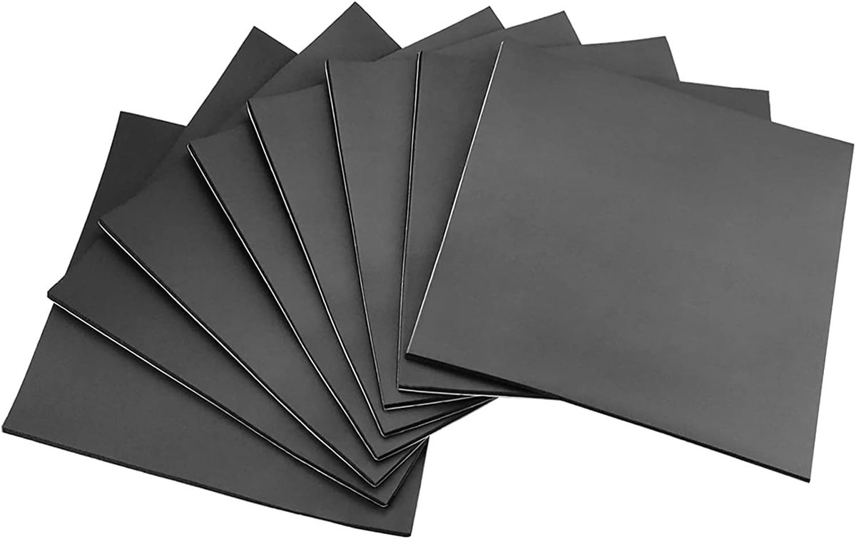 Adhesive Foam Sheet, Black, 300 x 300 x 6 mm (L x W x D) Foam Plates, Closed Cell Neoprene with Adhesive Back - ShopVlot