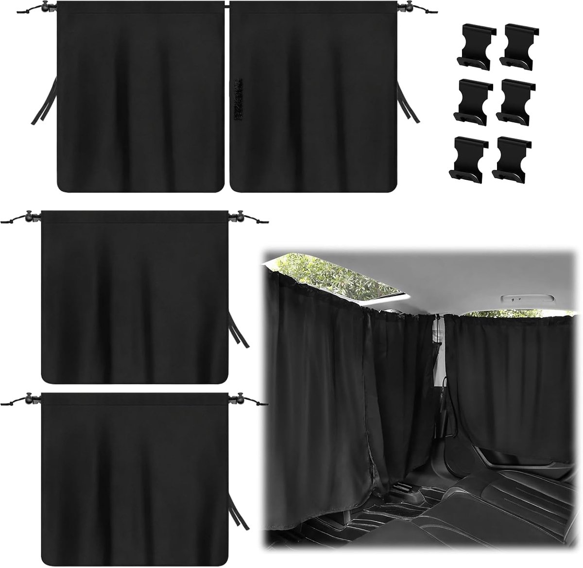 Divider gordijnset 140 x 80 cm - verduisterend - privacy scherm - ideale oplossing voor rust in de auto - ShopVlot