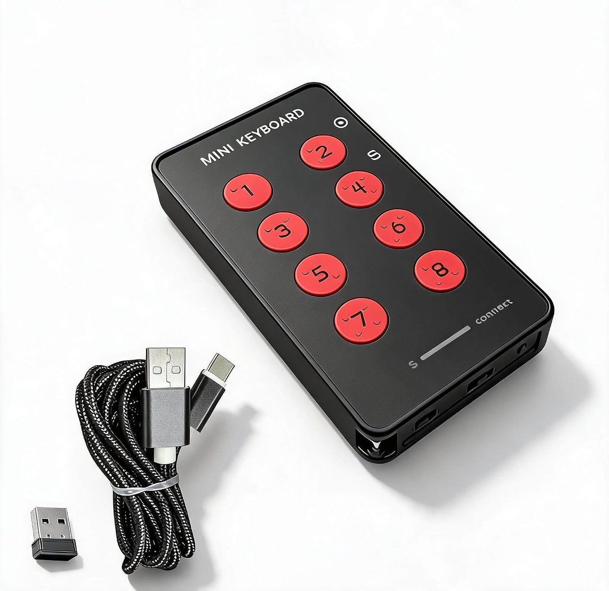 Aanpasbaar handtoetsenbord 8 toetsen - USB 2.4G Bluetooth - 50 miljoen klikken - ideaal voor werkautomatisering - ShopVlot