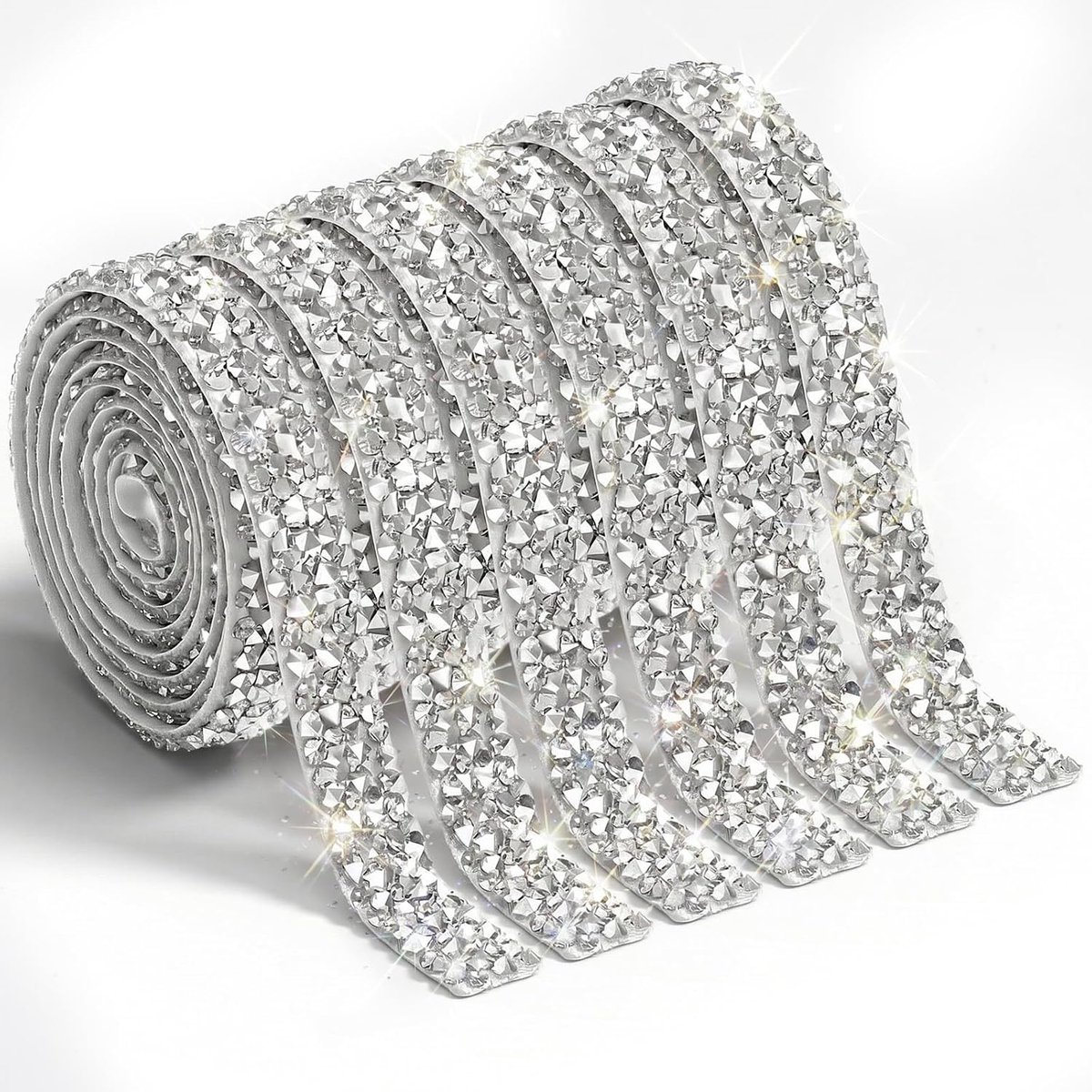 Strassband 10 mm - Zelfklevend zilver - Glittersteentjes - Perfect voor decoratie - ShopVlot