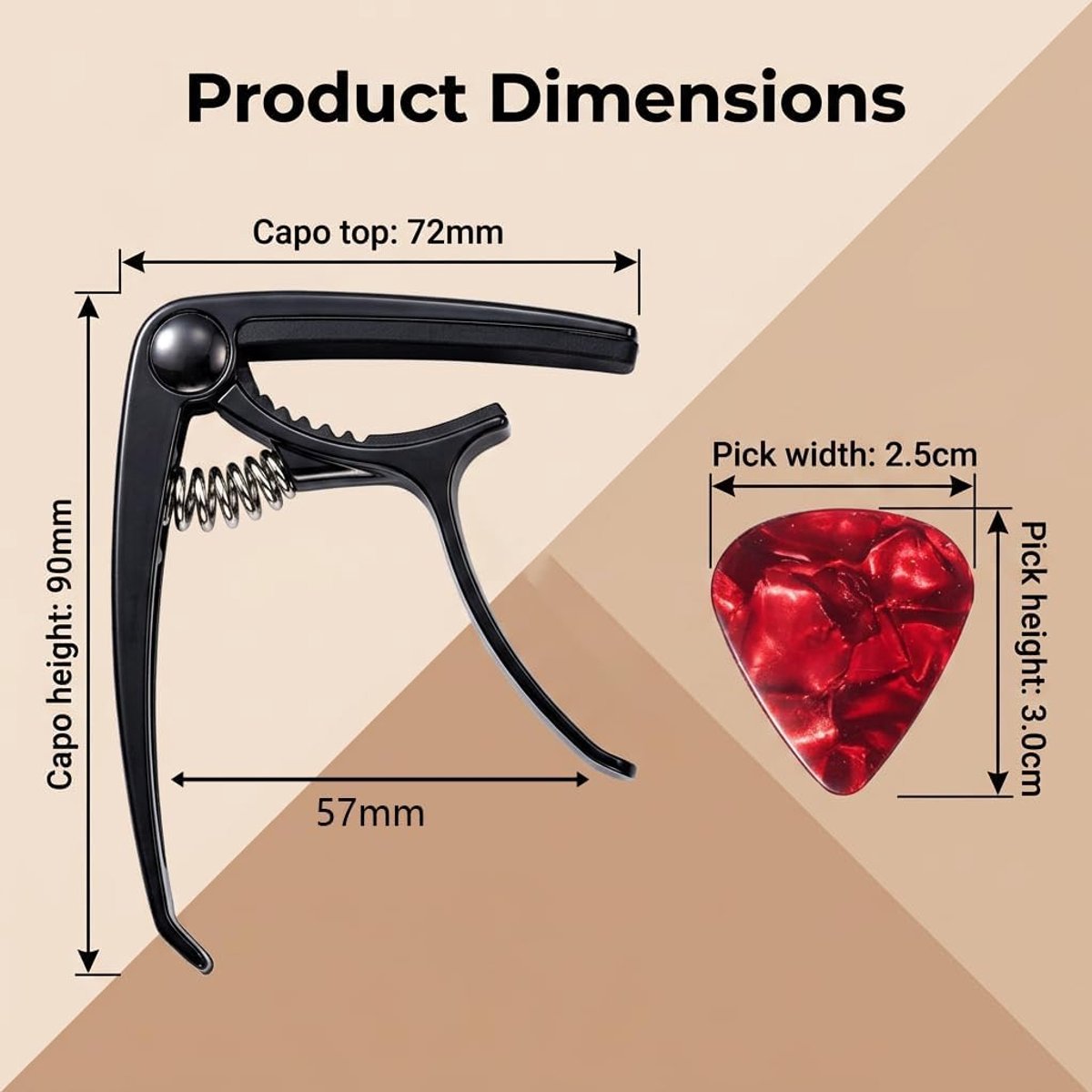 Capo voor gitaar - zwart - legering - met 5 plectra - snel wisselen tijdens het spelen - ShopVlot