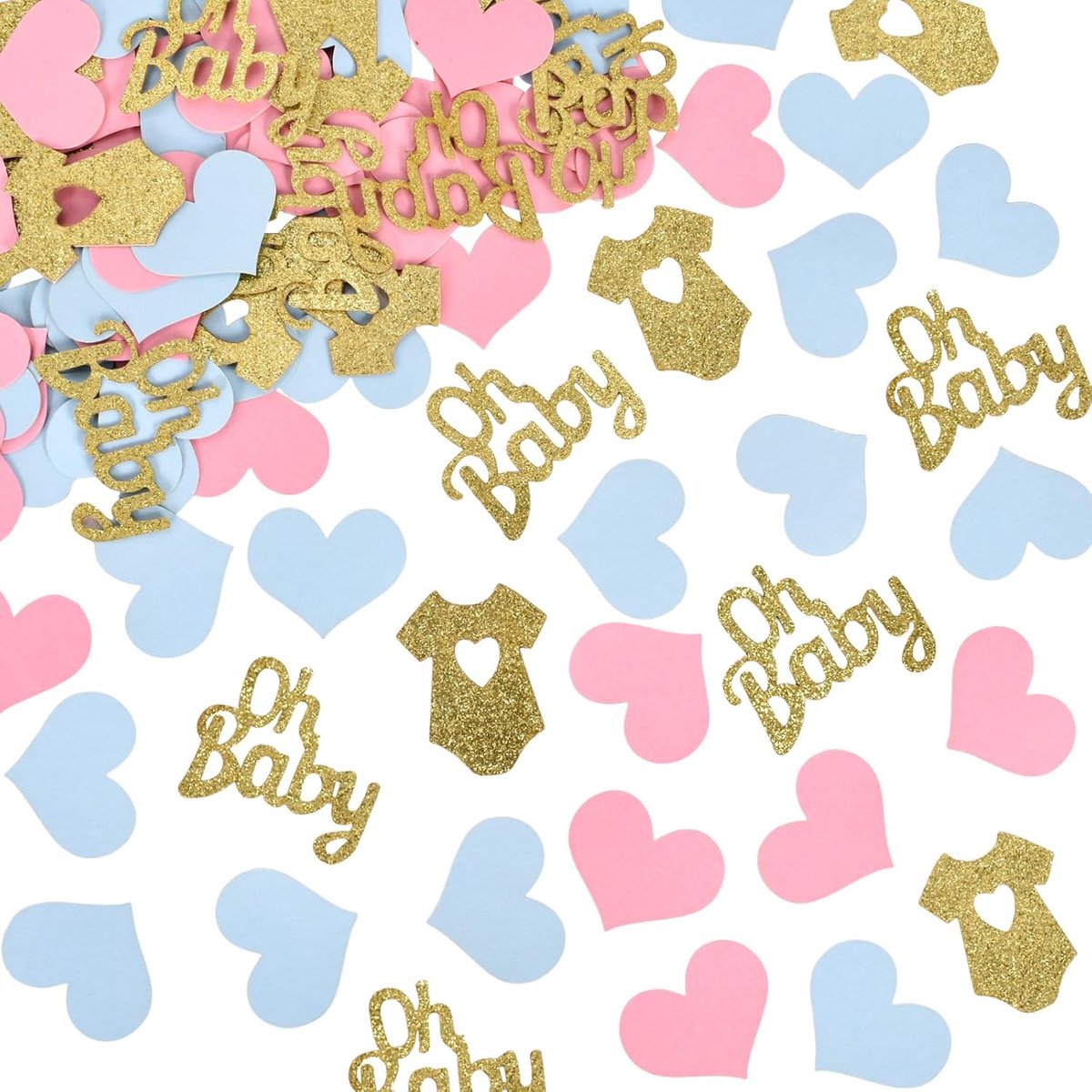 Genderreveal feestdecoratie 100 stuks - papier confetti - blauw en roze hartjes - perfect voor babyshower - ShopVlot