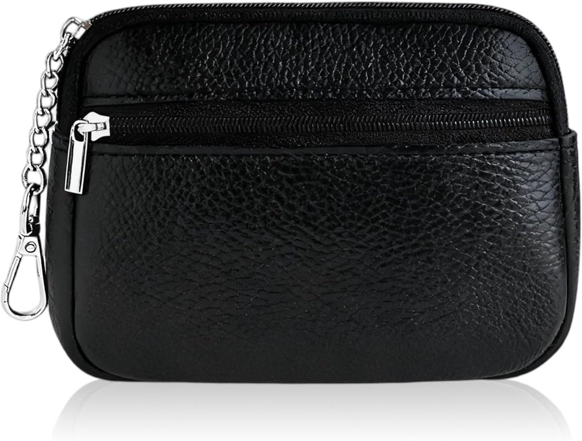 SnelShoppen - Leren Sleuteletui Mini-Portemonnee met 2 Vakjes, Hoogwaardig Leer, Sleutelmapje voor Dames en Heren, Muntenportemonnee, Sleuteltas 14 x