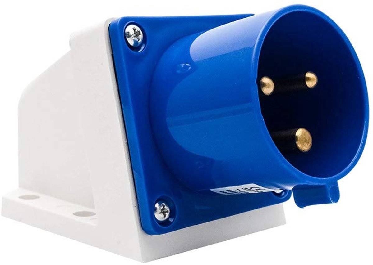 Industrieel stekker en wandcontactdoos 16A 220V - IP44 waterdicht - Nylon en metaal - Geschikt voor buitengebruik - ShopVlot