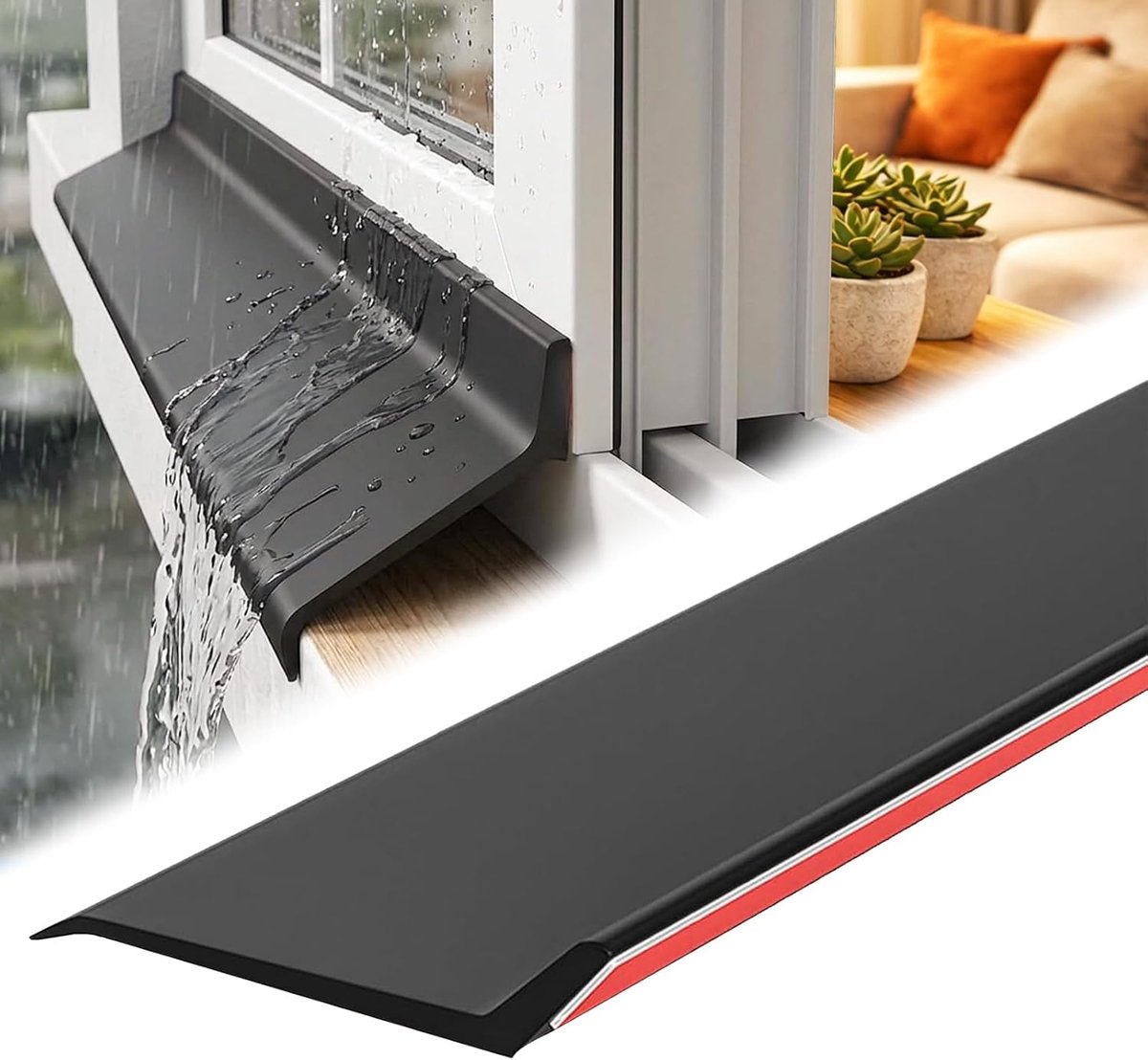 Raindichtingsstrip 4,5 cm x 5 meter - zelfklevend rubber - waterbescherming voor ramen en deuren - ShopVlot