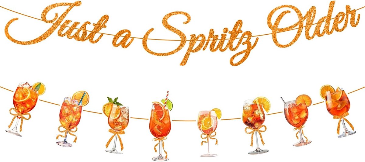 Aperol Spritz Bar Decoratie Banner - Glitter Garland en Stickers - Feestelijke Kerstversiering - ShopVlot
