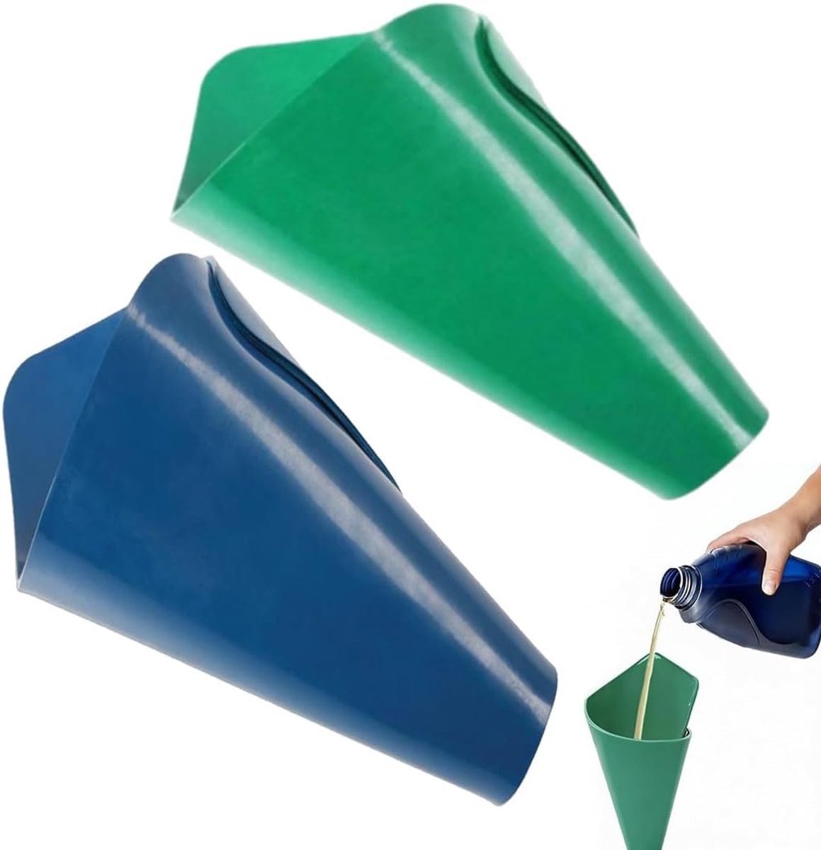 Flexibele trechter set 2-delig - opvouwbaar - 37 x 17 cm - ideaal voor auto en tuin - ShopVlot