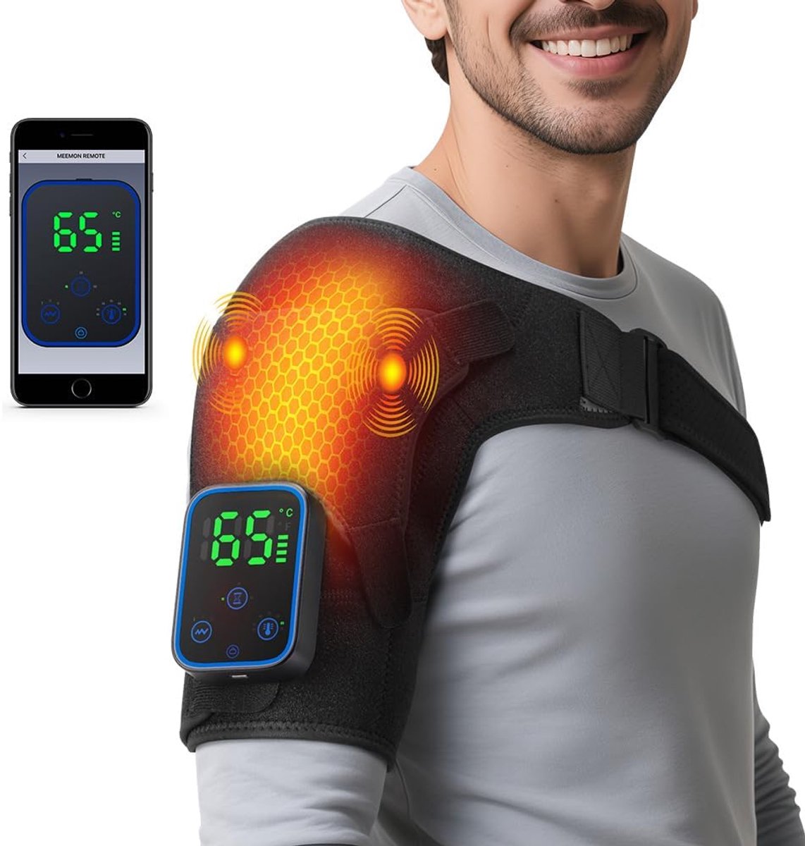 Schoudermassager - Triple Methode - 3 Tijd- en Vibratieniveaus - 6 Warmtestanden - Optimale Ontspanning - ShopVlot