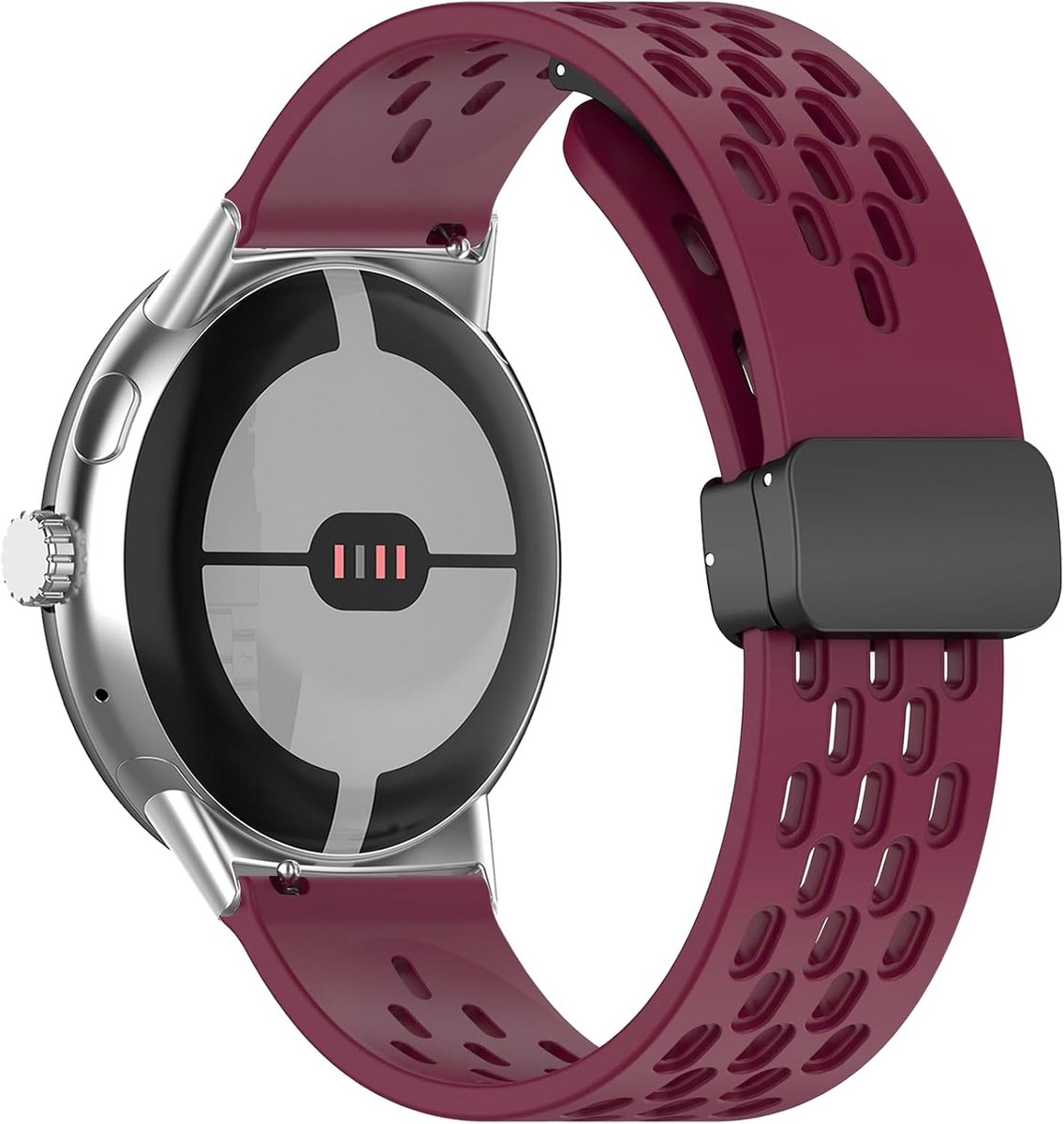 Silicone strap 45mm - sportstrap - burgundy - comfortabele sluiting - ShopVlot