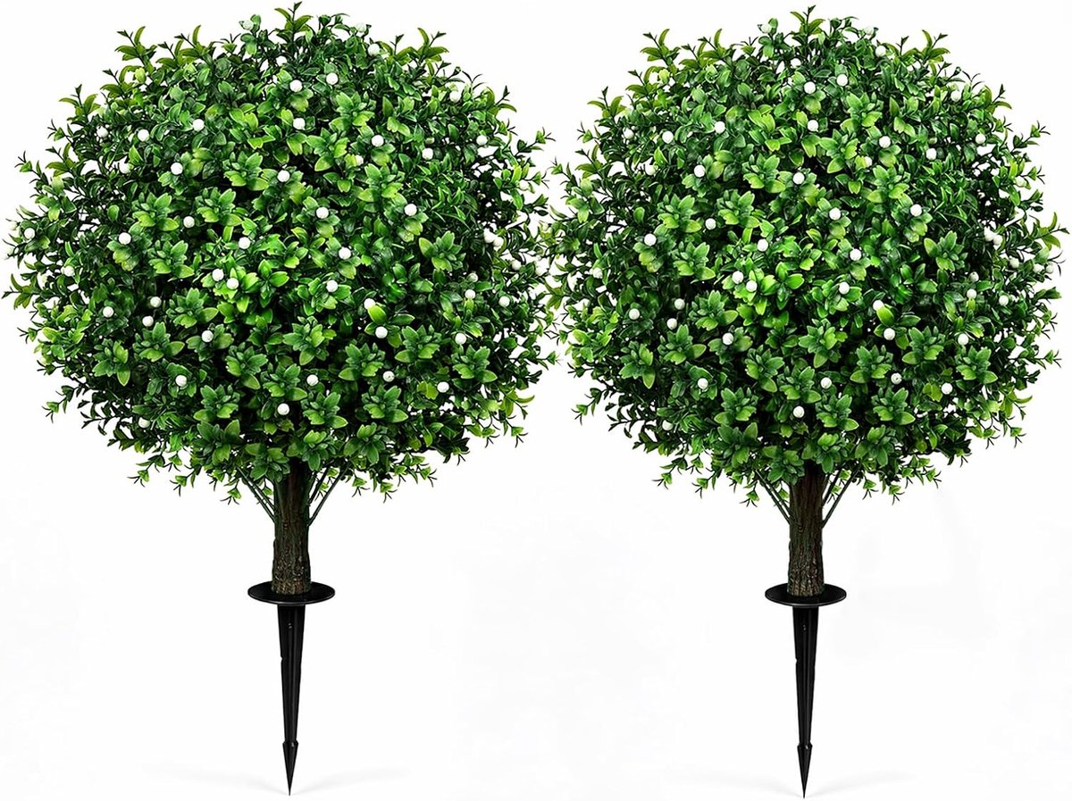 Kunstbuxusboom set van 2 - 65 cm - kunstplanten met hoge bladdichtheid - perfect voor woonkamer of kantoor - ShopVlot